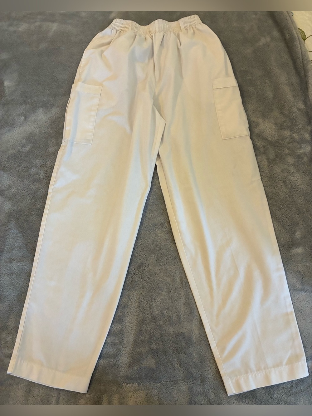 Women’s Peaches Brand Casual Elastic-Waist White Scrub Pants Size Medium